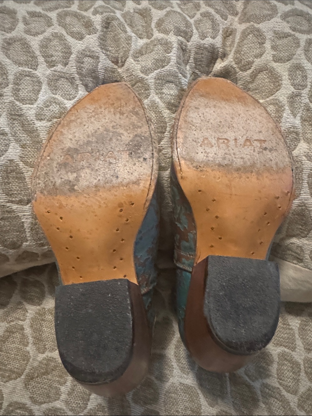 Teal and Bronze Western Ariat Ankle Boots - Women 8 1/2 - Picture 3 of 4